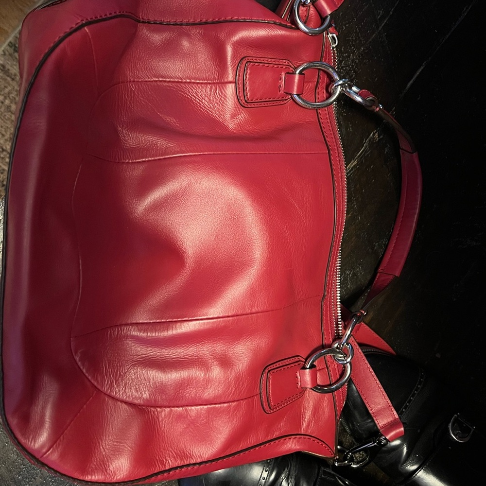 Coach Woven Red Leather Crossbody Bag - Picture 2 of 6